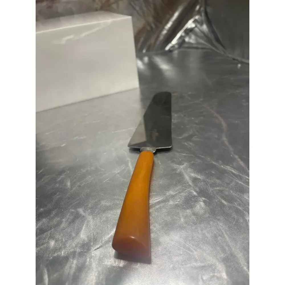 Vintage Yellow Butterscotch Bakelite pastry server spreader utensil Stainless